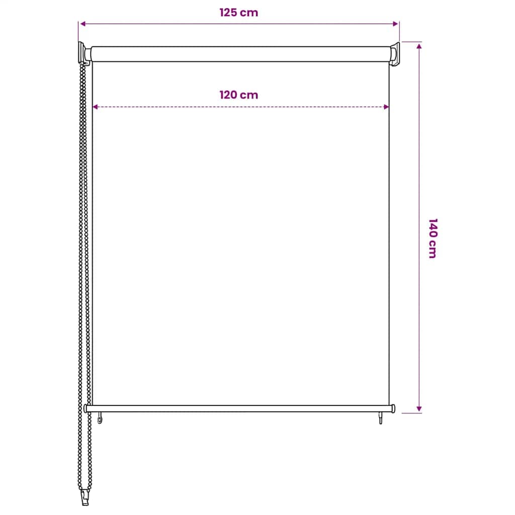 vidaXL Rullgardin utomhus 125 (B) x 140 (H) cm vit