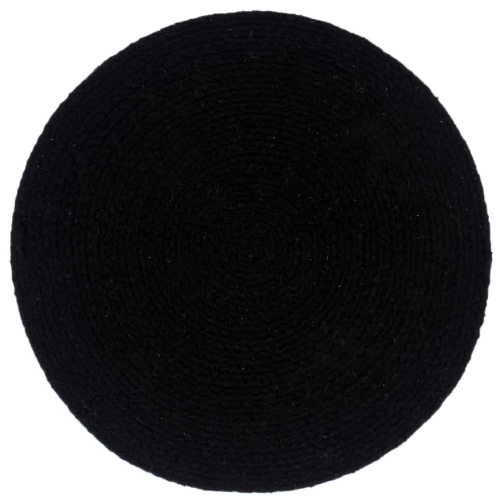 vidaXL Bordstabletter 4 st svart 38 cm rund bomull