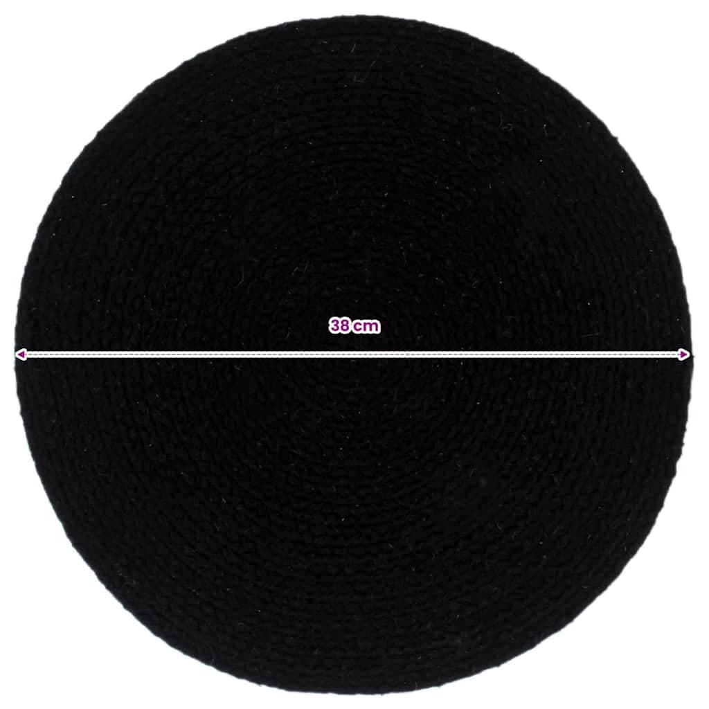 vidaXL Bordstabletter 4 st svart 38 cm rund bomull
