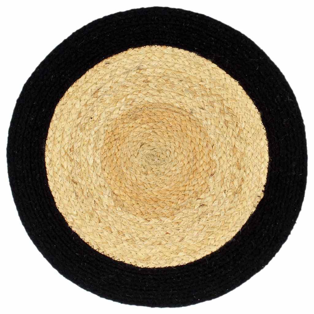 vidaXL Bordstabletter 6 st naturlig och svart 38 cm jute och bomull
