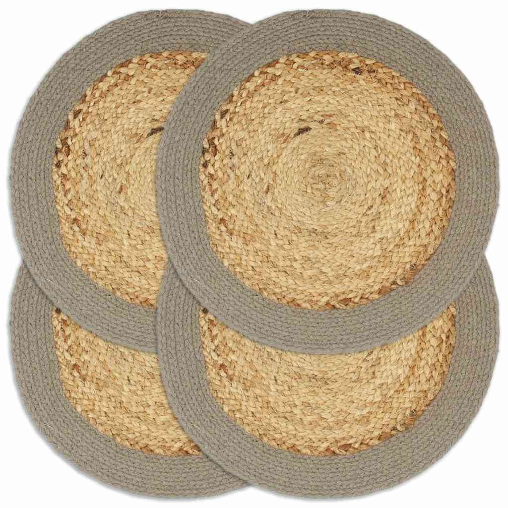 vidaXL Bordstabletter 4 st naturlig och grå 38 cm jute och bomull
