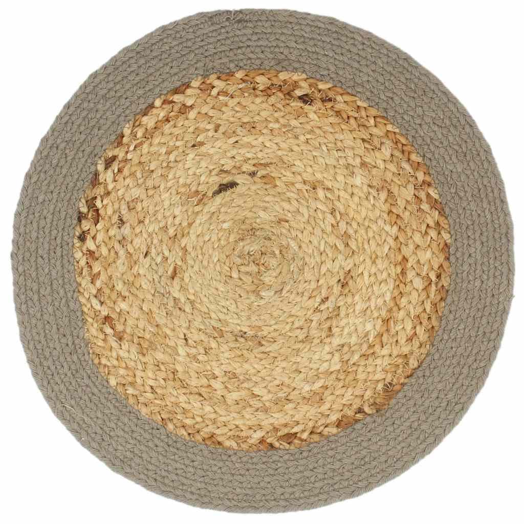 vidaXL Bordstabletter 4 st naturlig och grå 38 cm jute och bomull