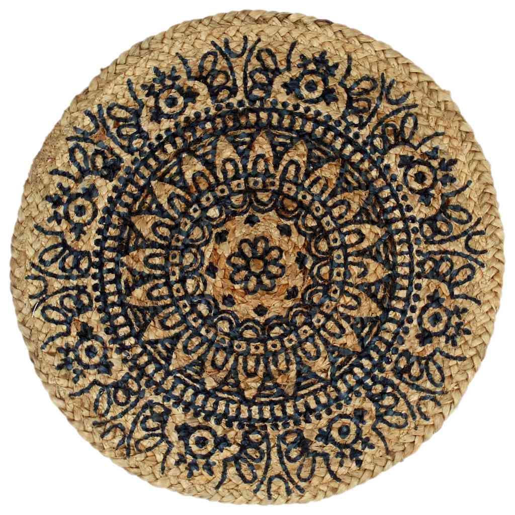 vidaXL Bordstabletter 4 st mörkblå 38 cm rund jute