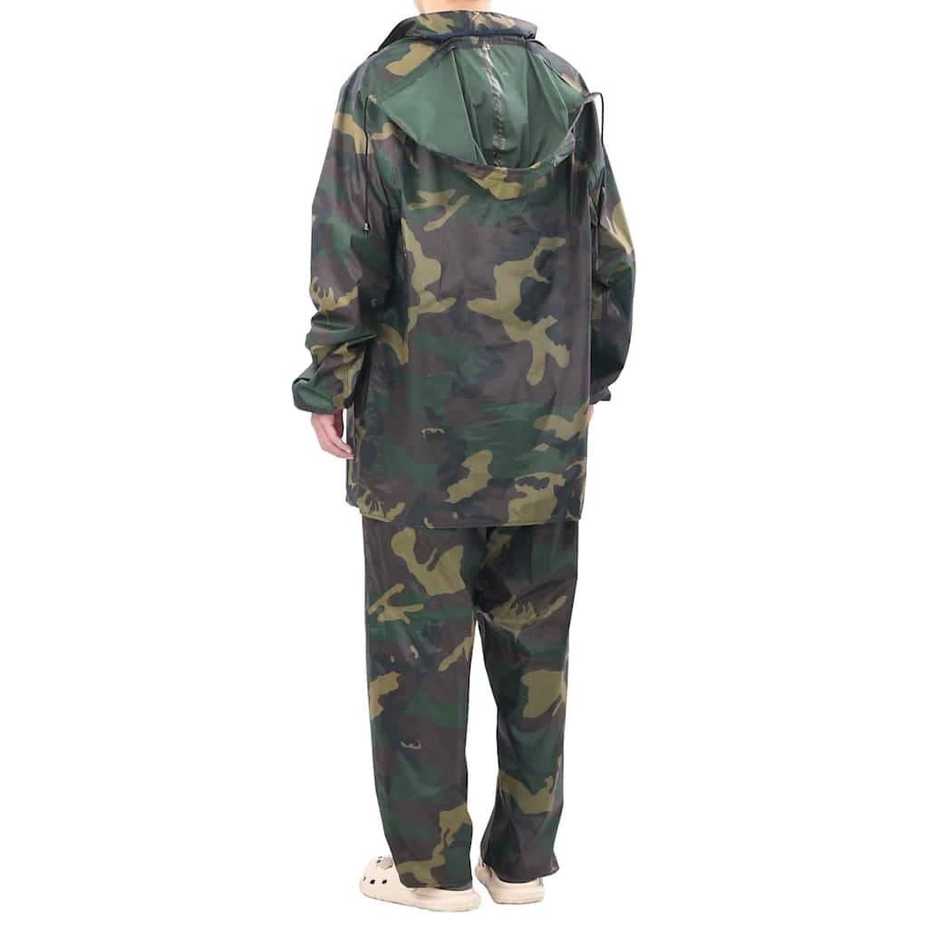 vidaXL Regnställ med Huva Herrar Tvådelat Camouflage L