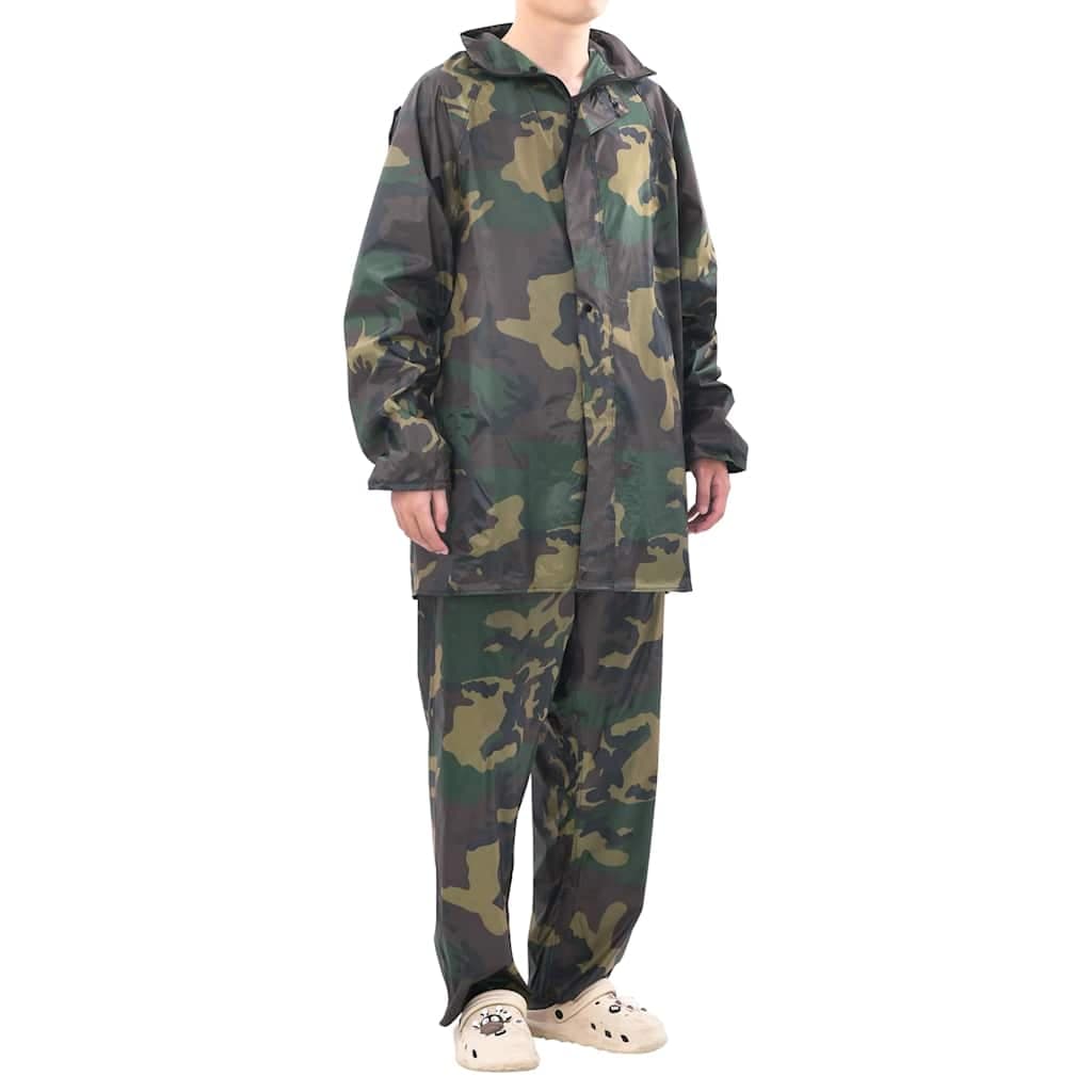 vidaXL Regnställ med Huva Herrar Tvådelat Camouflage XL