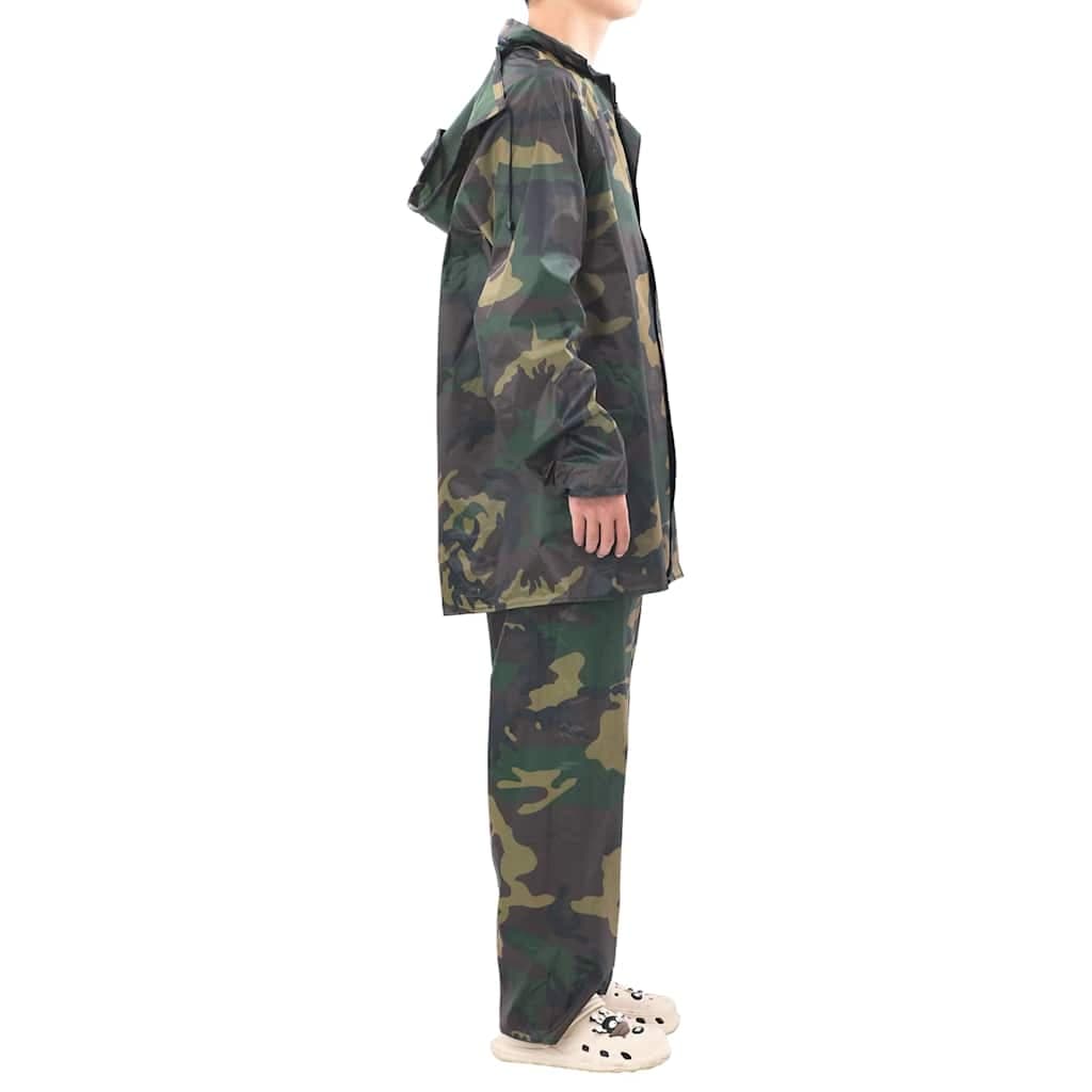 vidaXL Regnställ med Huva Herrar Tvådelat Camouflage XL