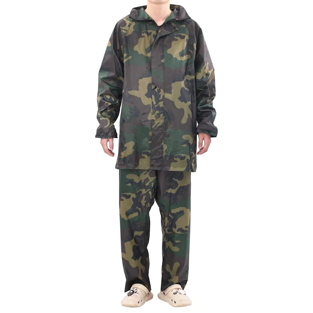 vidaXL Regnställ med Huva Herrar Tvådelat Camouflage XXL