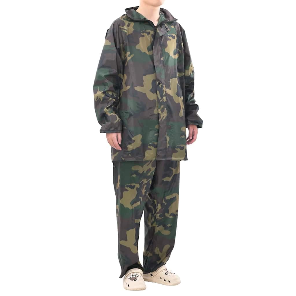 vidaXL Regnställ med Huva Herrar Tvådelat Camouflage XXL
