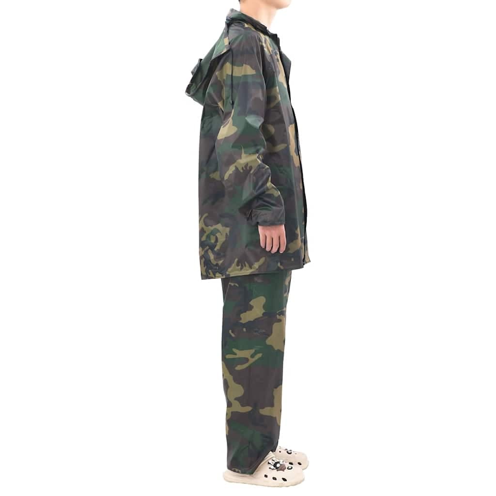 vidaXL Regnställ med Huva Herrar Tvådelat Camouflage XXL