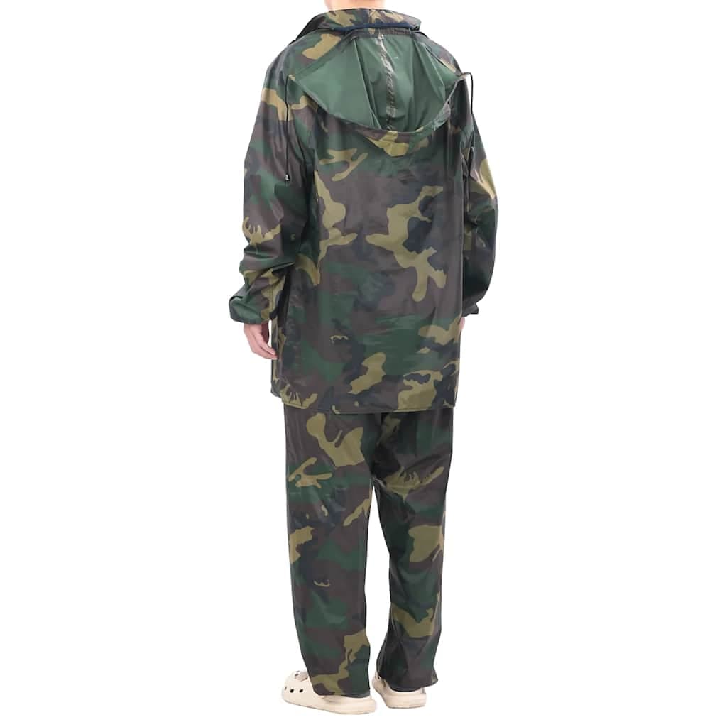 vidaXL Regnställ med Huva Herrar Tvådelat Camouflage XXL