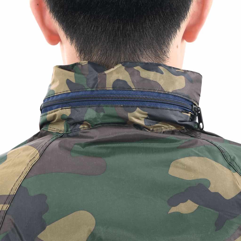 vidaXL Regnställ med Huva Herrar Tvådelat Camouflage XXL