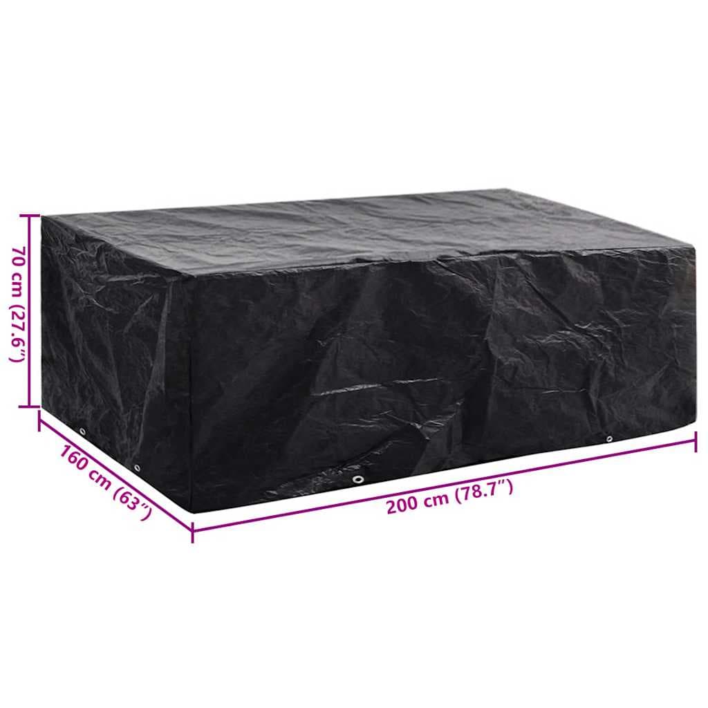 vidaXL Överdrag för trädgårdsmöbler med 8 öljetter 200 x 160 x 70 cm