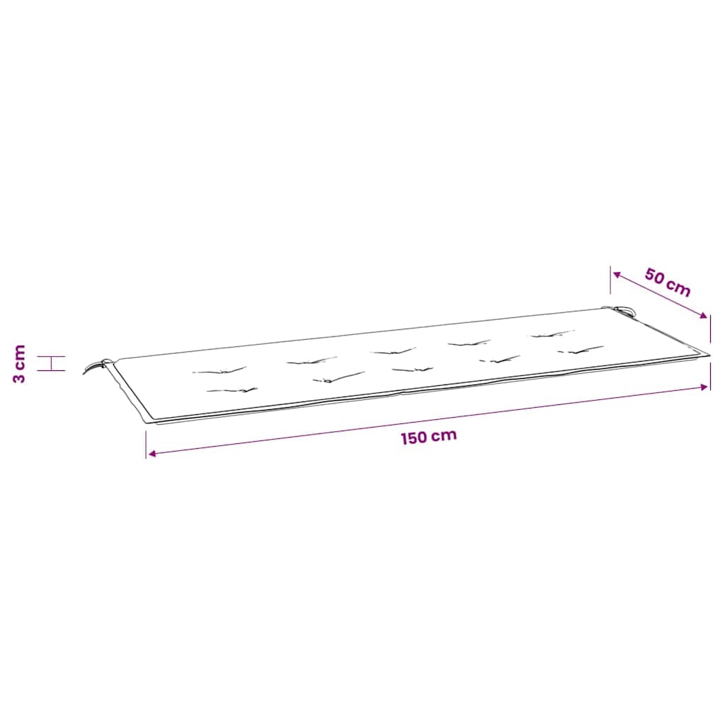 vidaXL Bänkdyna för trädgården taupe 150x50x3 cm oxfordtyg