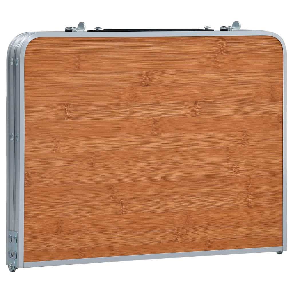 vidaXL Hopfällbart campingbord brun aluminium 60x40 cm