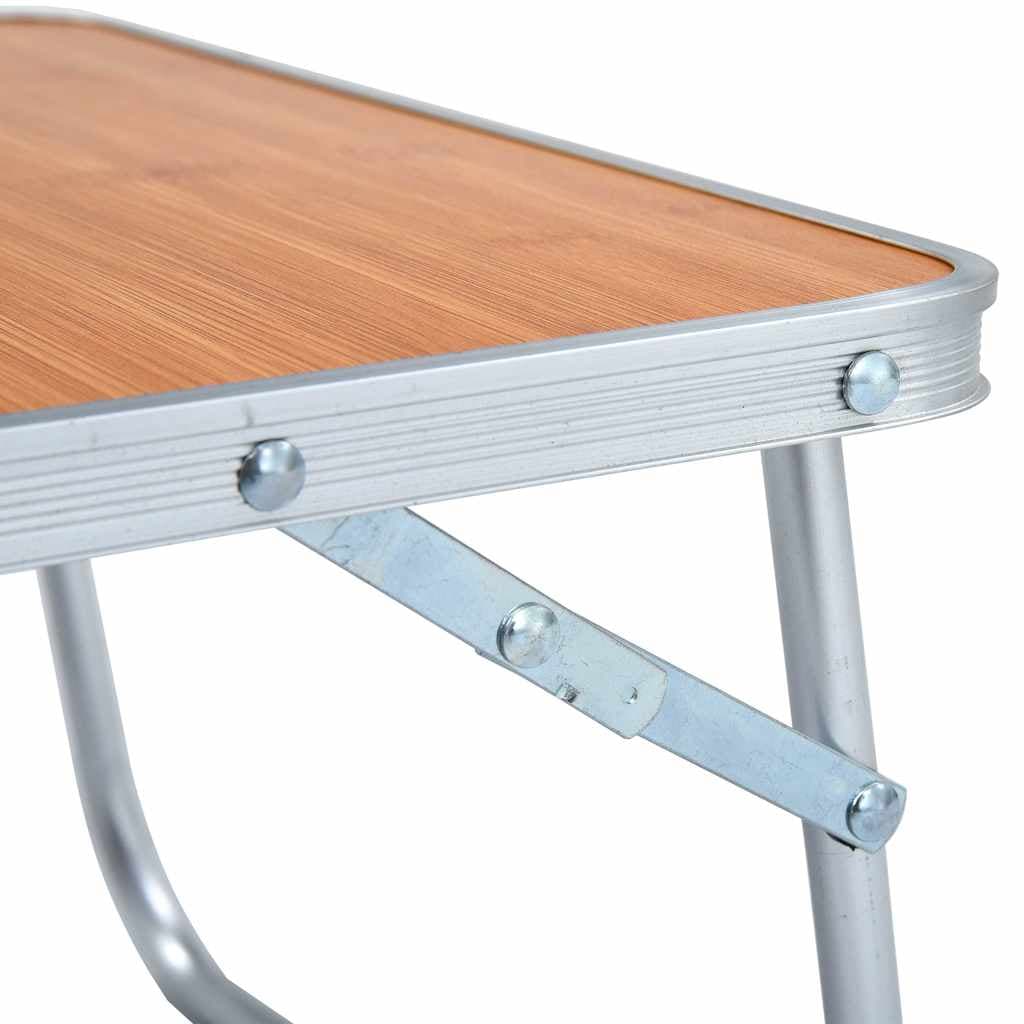 vidaXL Hopfällbart campingbord brun aluminium 60x40 cm