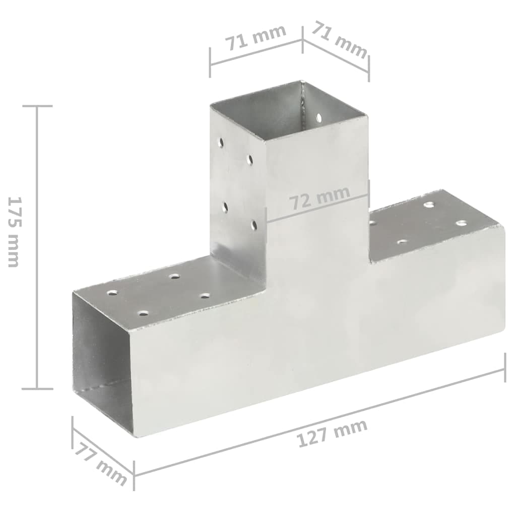 vidaXL Stolpbeslag T-form galvaniserad metall 71x71 mm