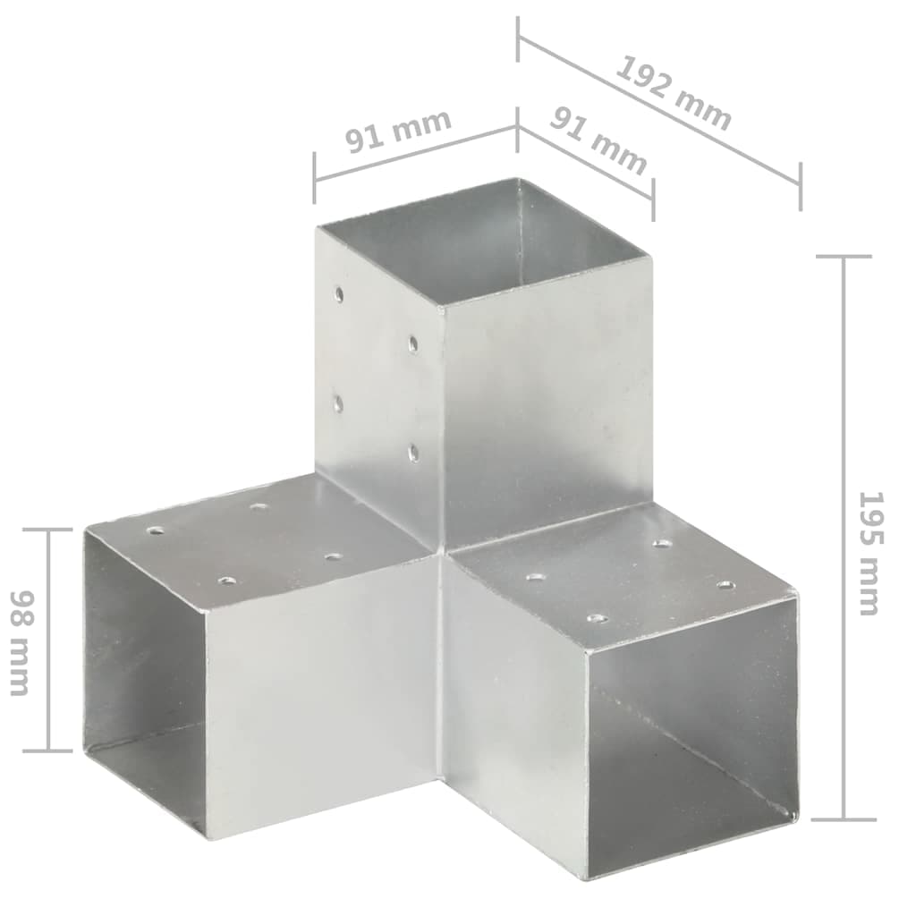 vidaXL Stolpbeslag Y-form galvaniserad metall 91x91 mm
