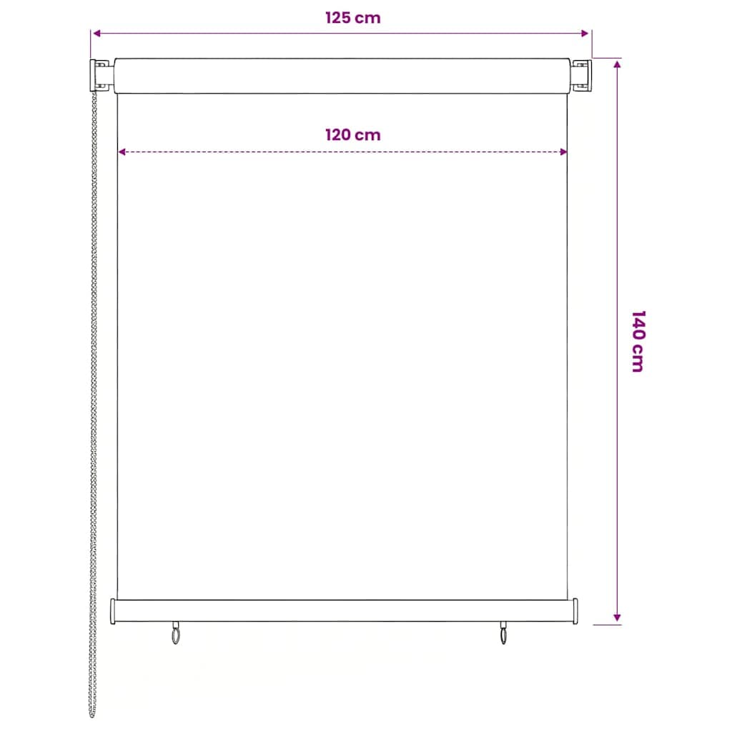 vidaXL Rullgardin utomhus 125 (B) x 140 (H) cm brun