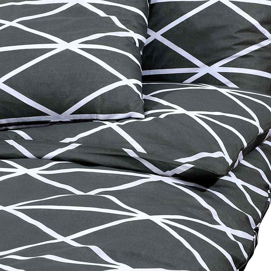 vidaXL Påslakanset mörkgrå och vit 155x220 cm bomull