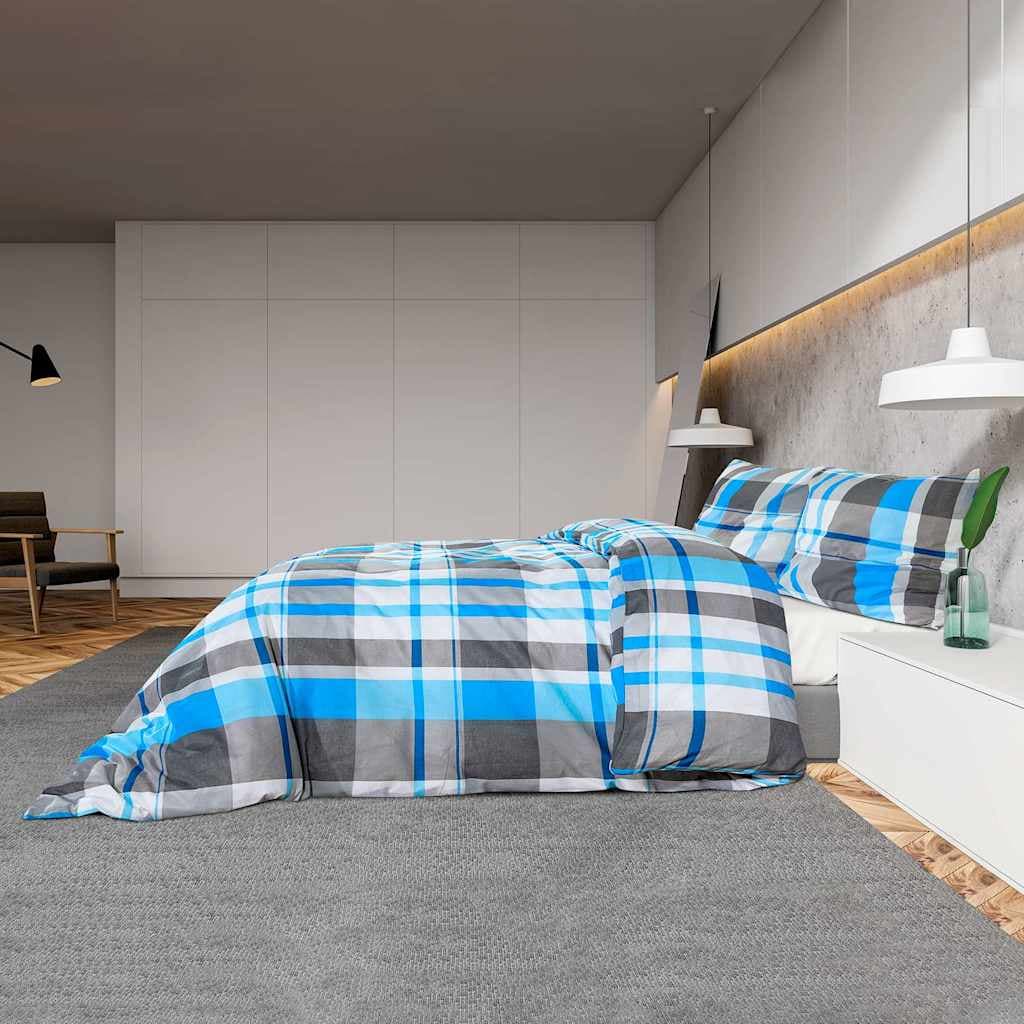 vidaXL Bäddset blå och grå 200x200 cm bomull