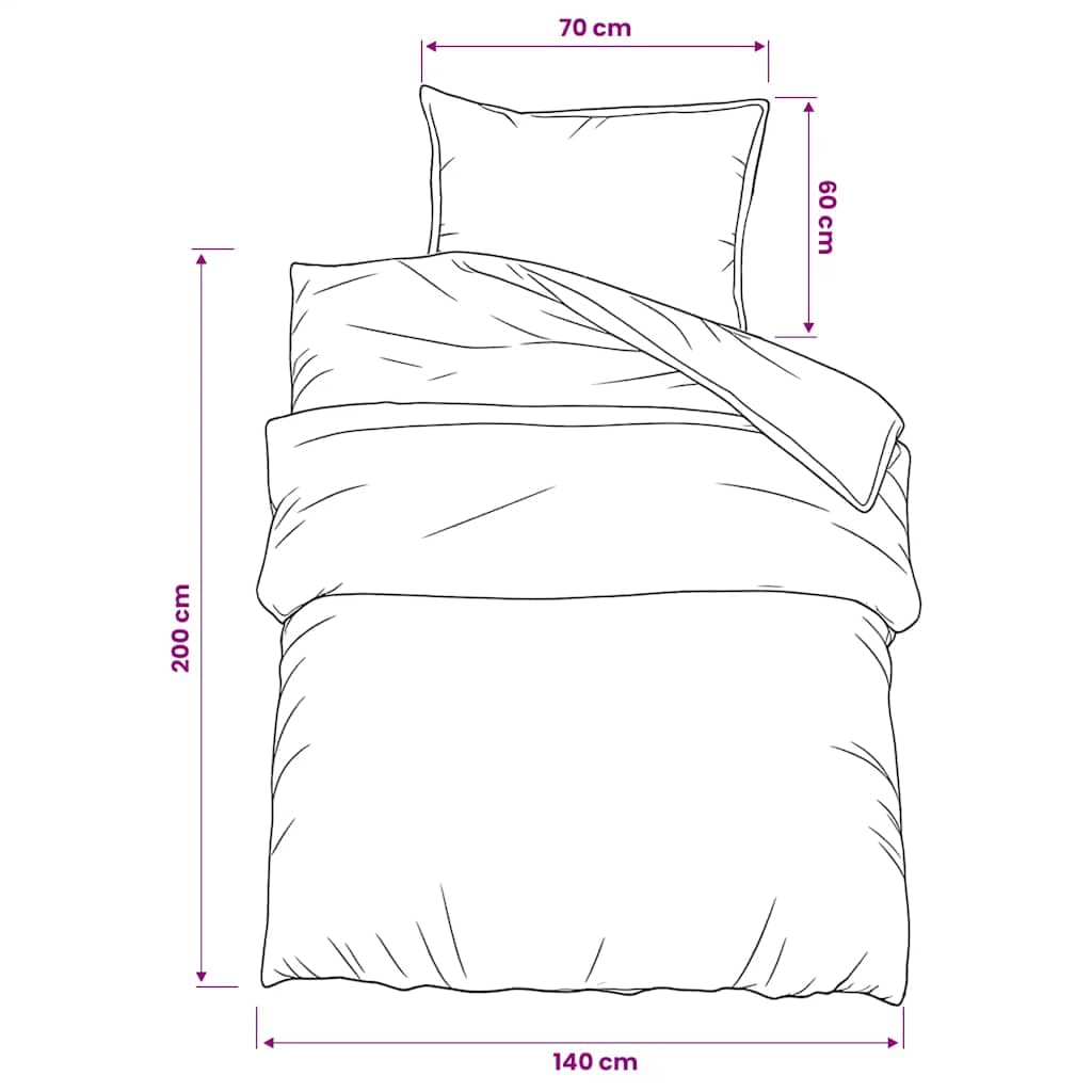vidaXL Påslakanset grå och vit 140x200 cm bomull