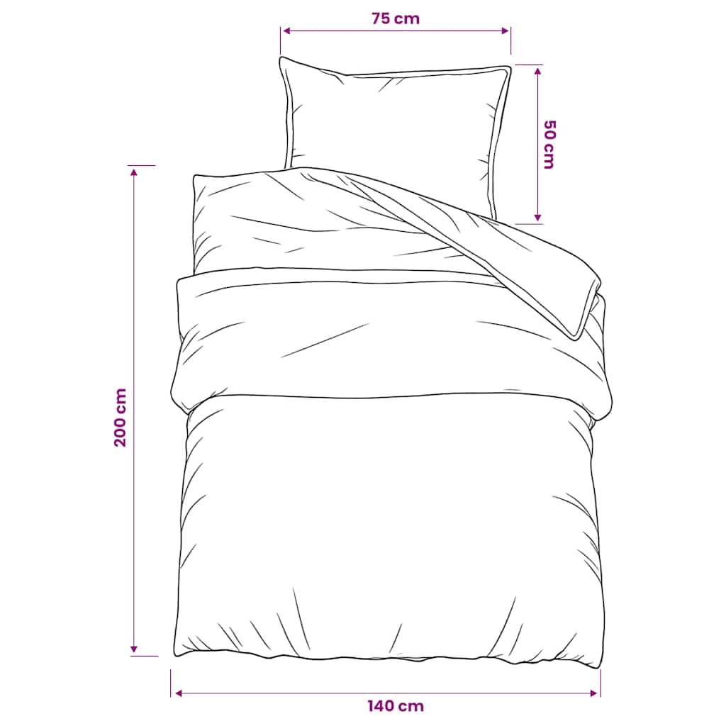 vidaXL Påslakanset grå och vit 140x200 cm bomull