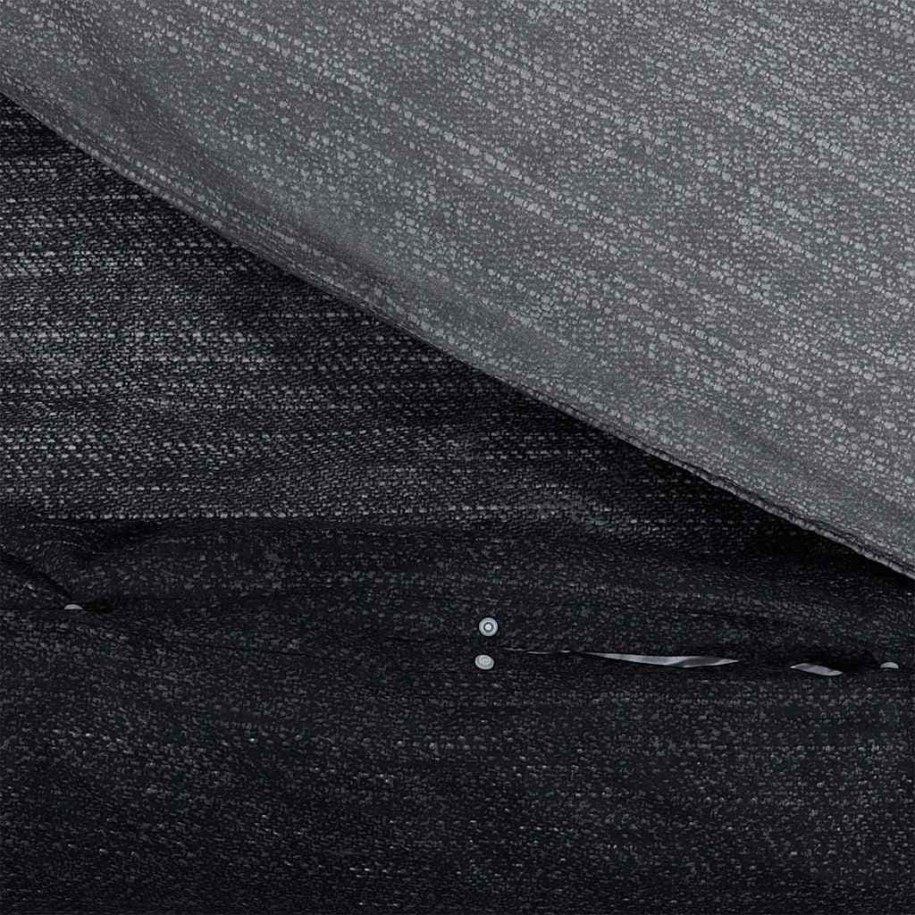 vidaXL Påslakanset mörkgrå och svart 200x200 cm bomull