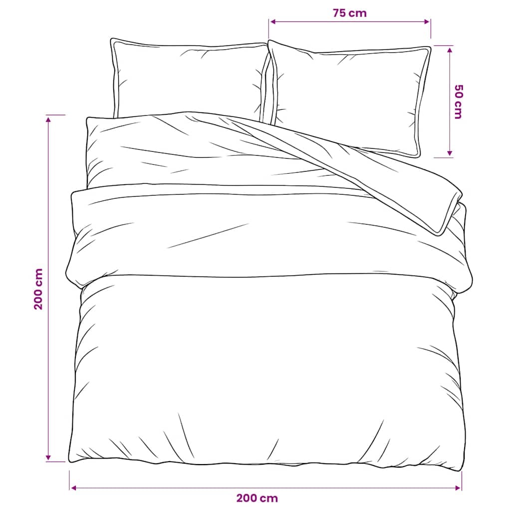 vidaXL Påslakanset svart randig 200x200 cm bomull
