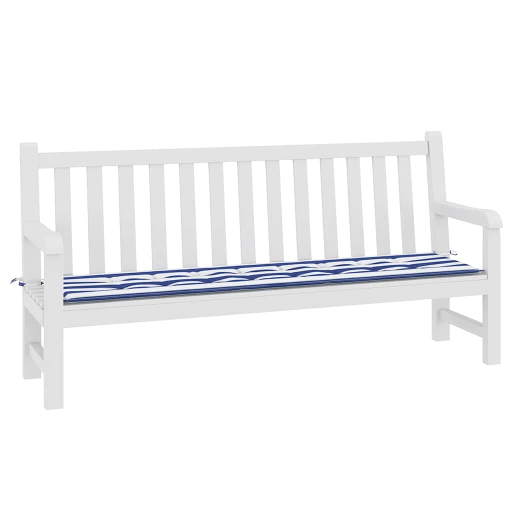 vidaXL Bänkdyna blå&vit randig 200x50x3 cm oxfordtyg
