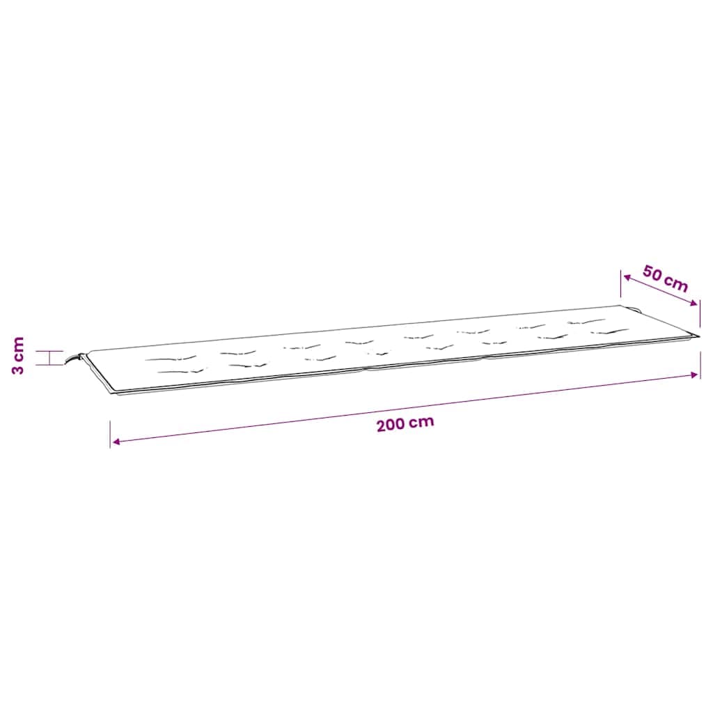 vidaXL Bänkdyna blå&vit randig 200x50x3 cm oxfordtyg