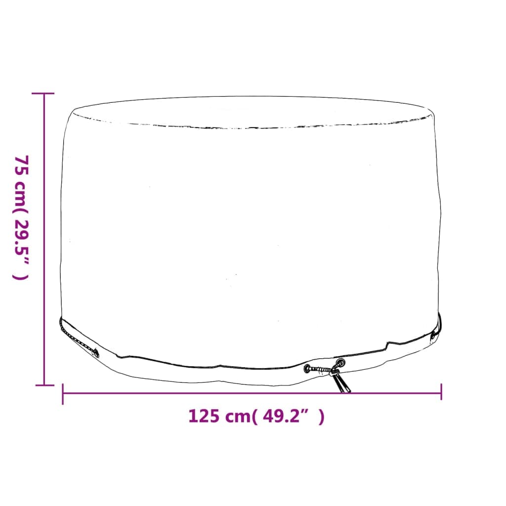 vidaXL Överdrag för trädgårdsmöbler 6 öljetter Ø125x75 cm