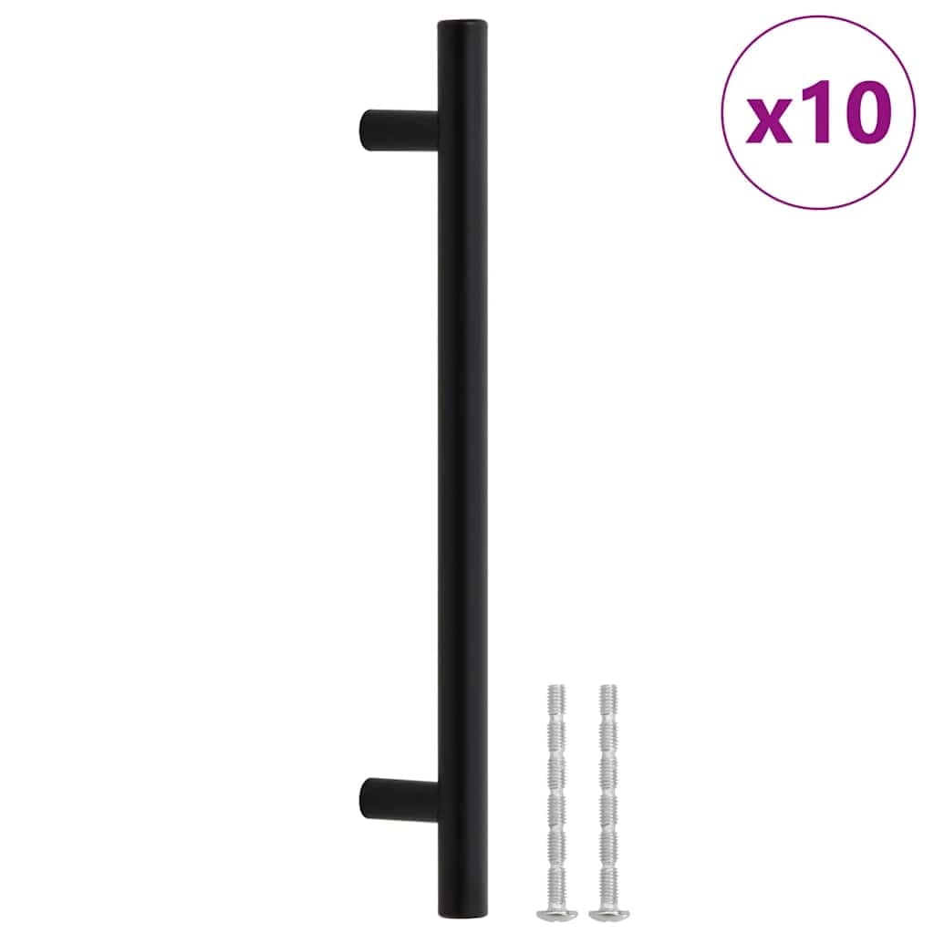 vidaXL Skåphandtag 10 st svart centrumavstånd 160 mm total längd 224 mm rostfritt stål