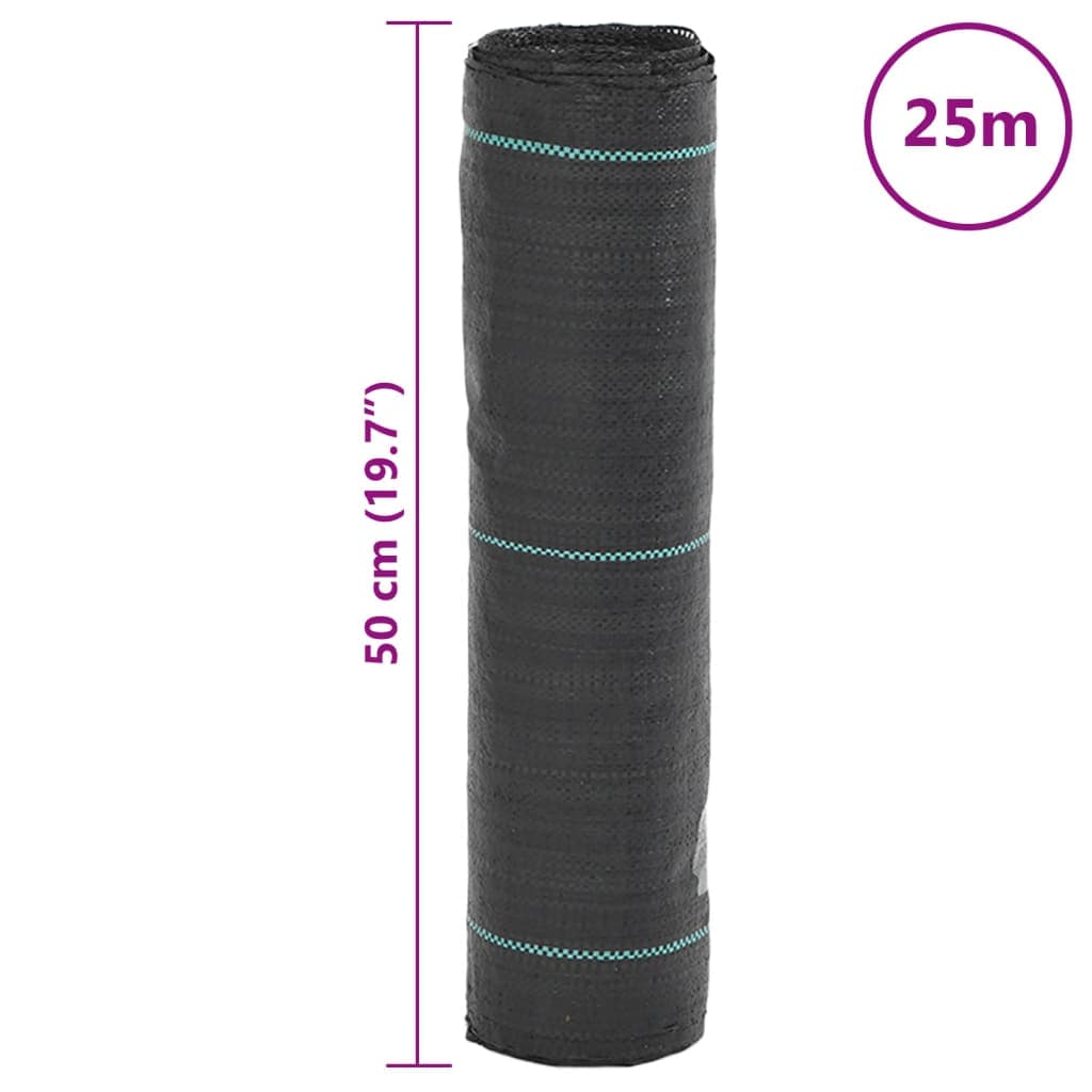 vidaXL Ogräsmatta svart 0,5x25 m PP