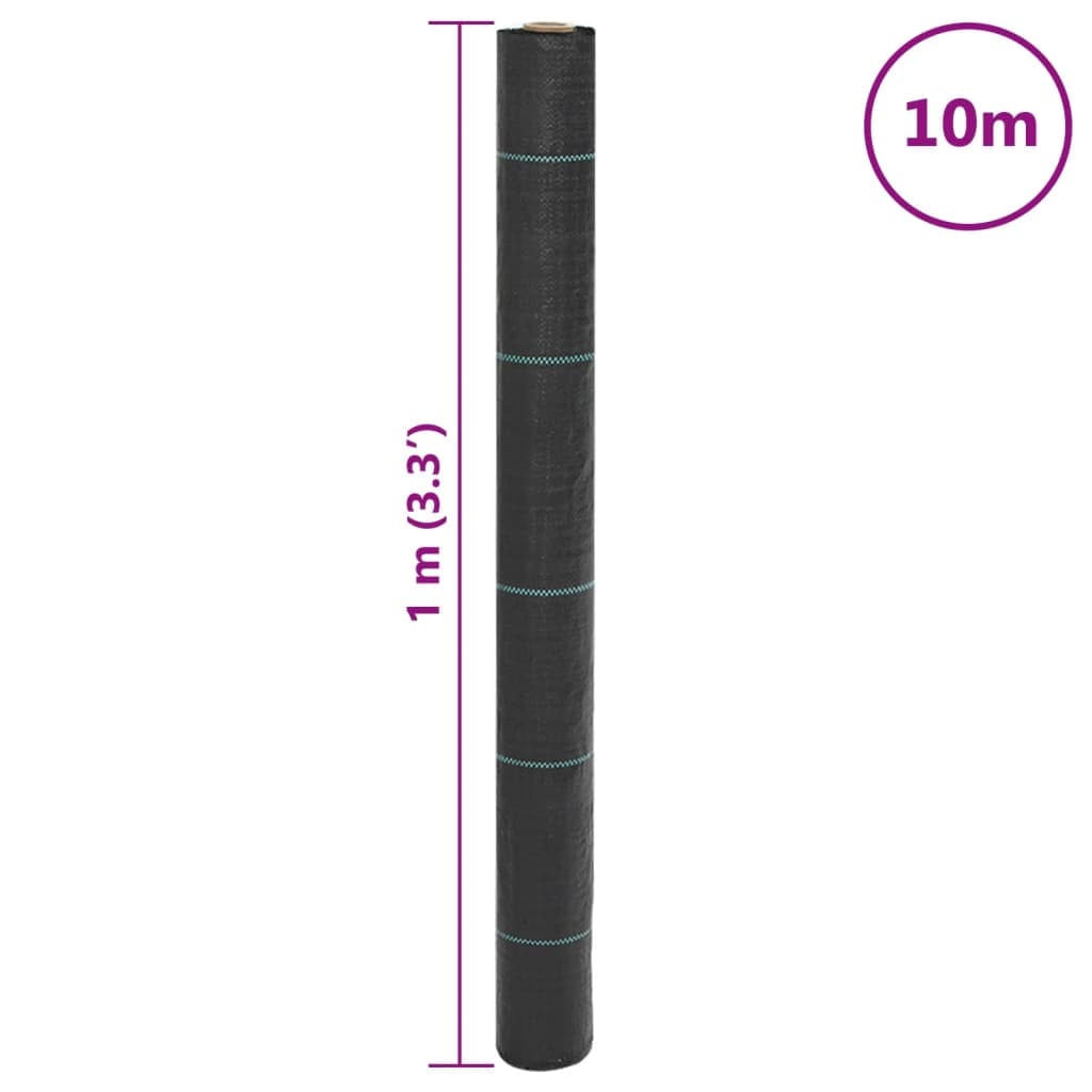 vidaXL Ogräsmatta svart 1x10 m PP