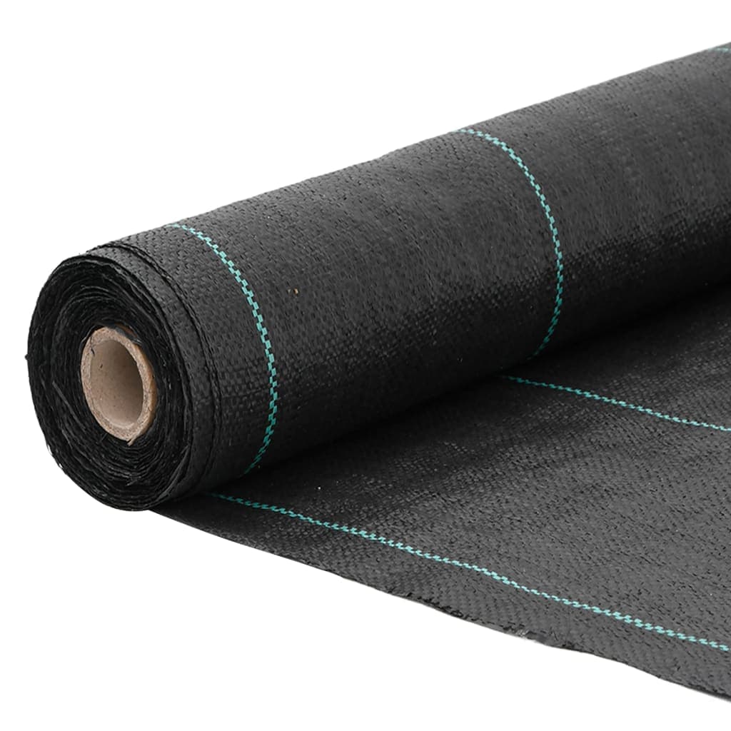 vidaXL Ogräsmatta svart 1,5x10 m PP