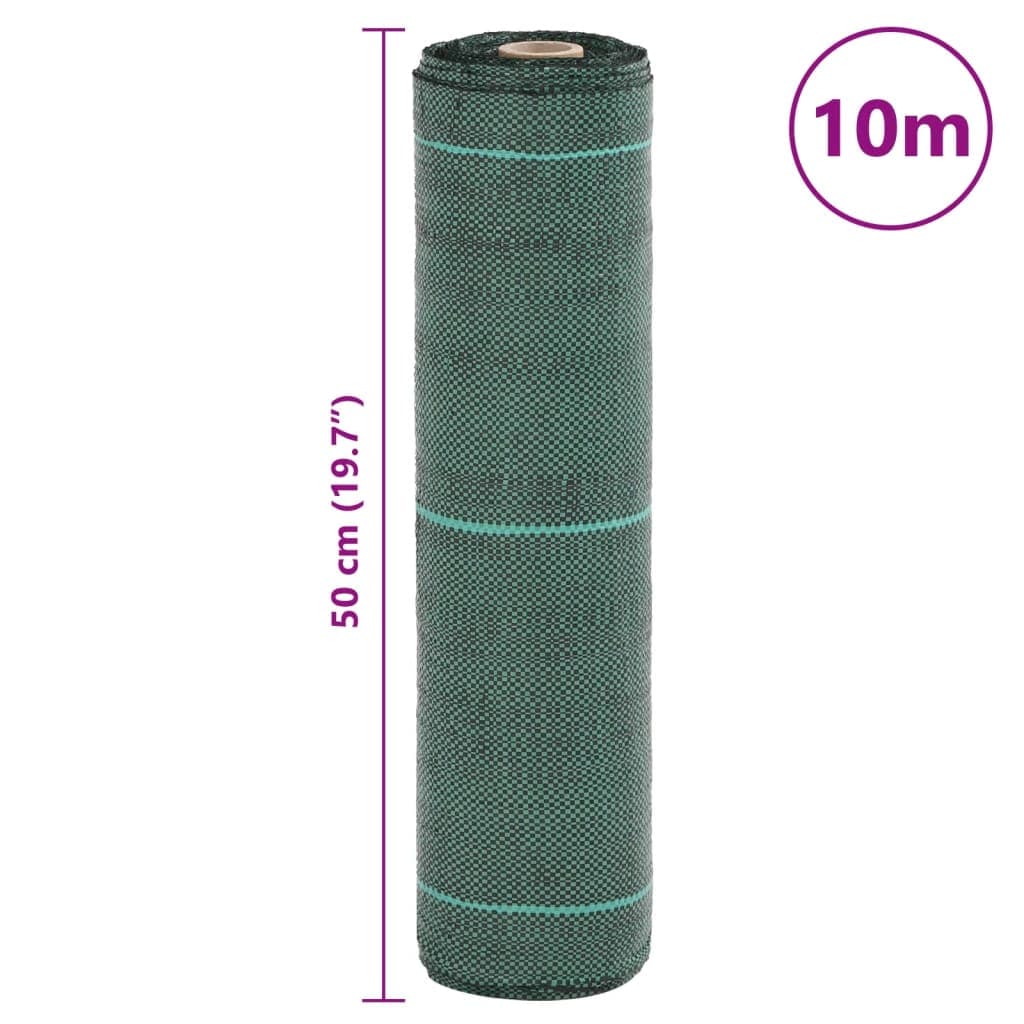 vidaXL Ogräsmatta grön 0,5x10 m PP