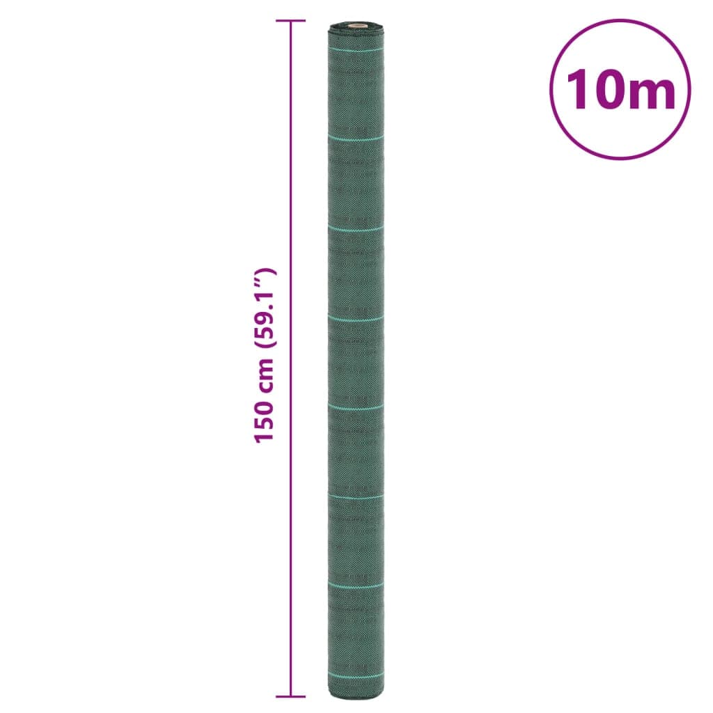 vidaXL Ogräsmatta grön 1,5x10 m PP