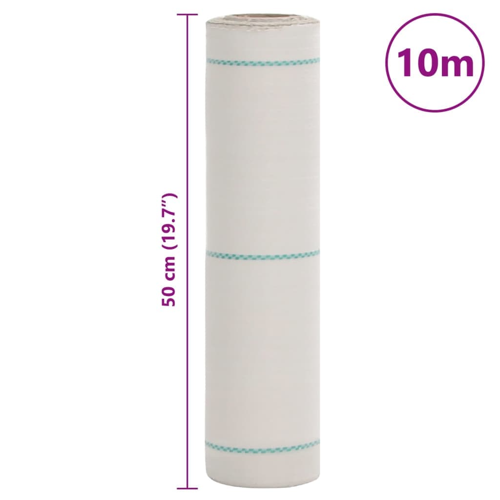 vidaXL Ogräsmatta vit 0,5x10 m PP