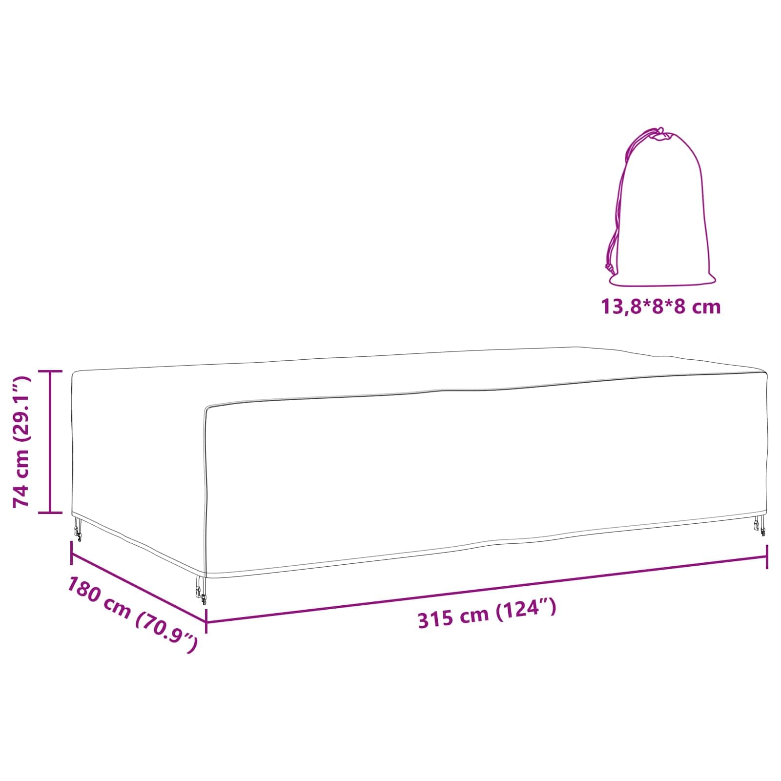 vidaXL Möbelöverdrag Enfärgad Svart 315 x 180 x 74 cm 210D