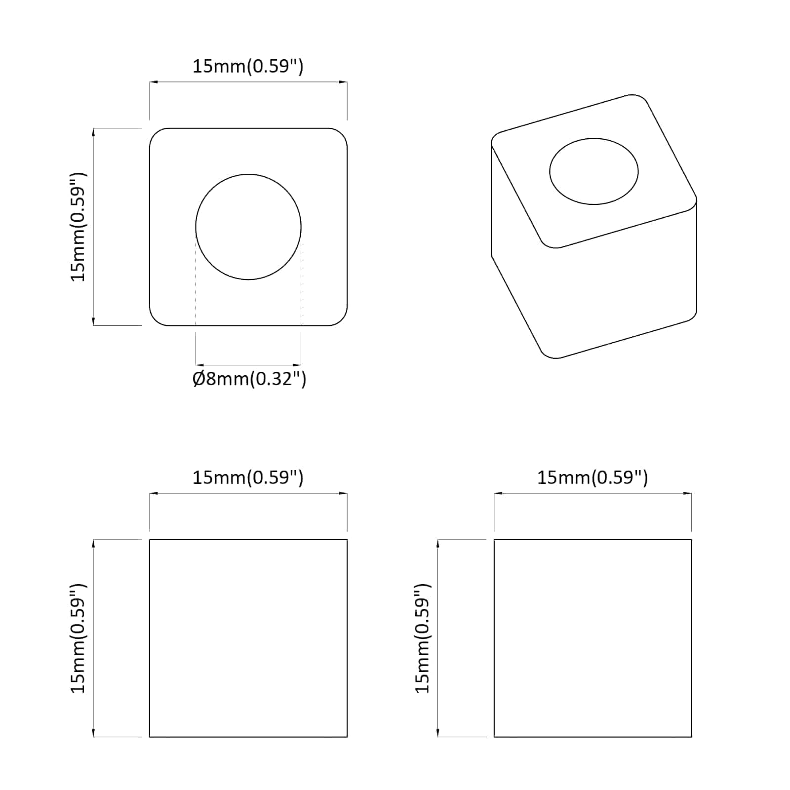 vidaXL Lådhållare 12 st Svart 15 x 15 x 15mm PP Copolymer