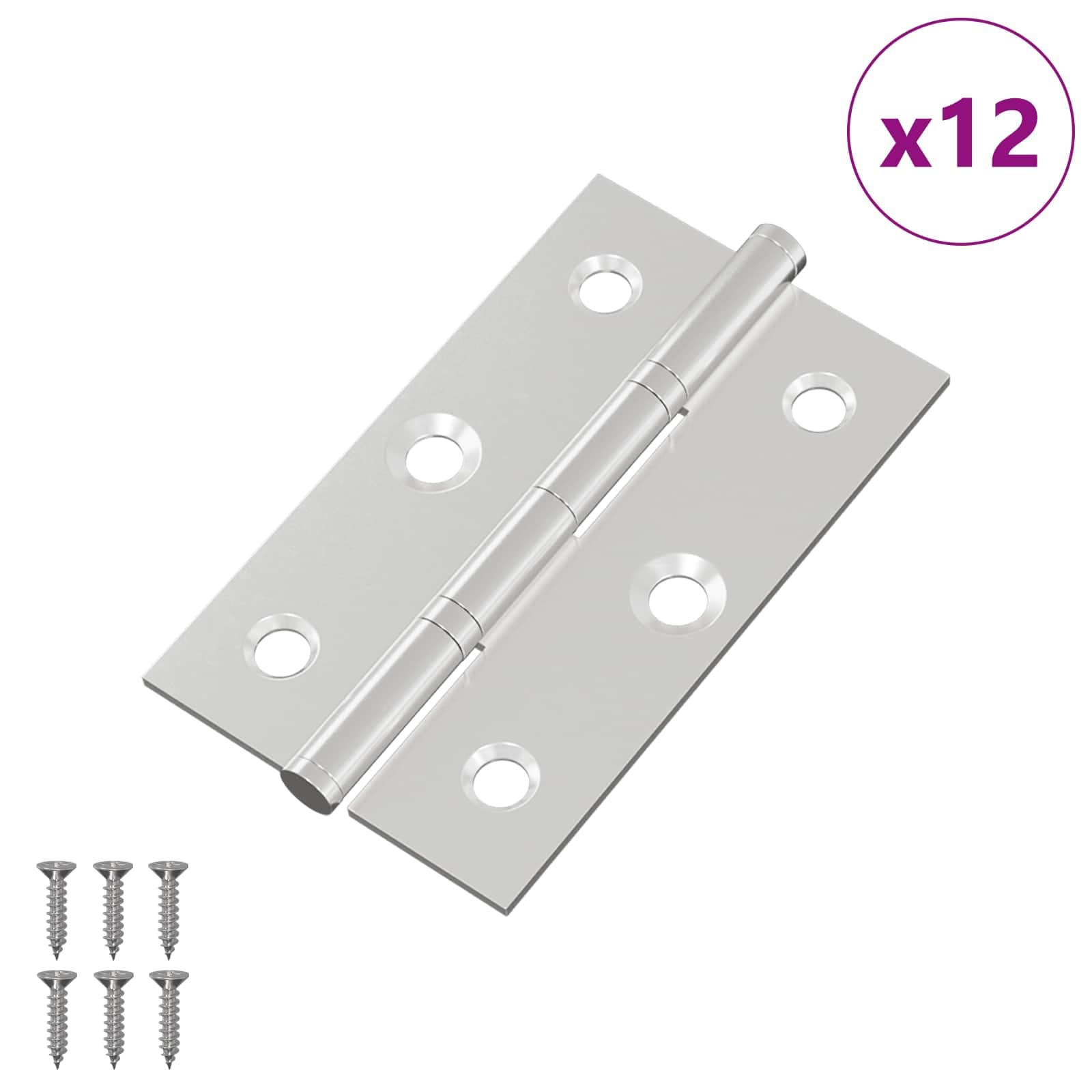 vidaXL Gångjärn Enfärgad 12 st Silver 58 x 35 x 1 mm Stål