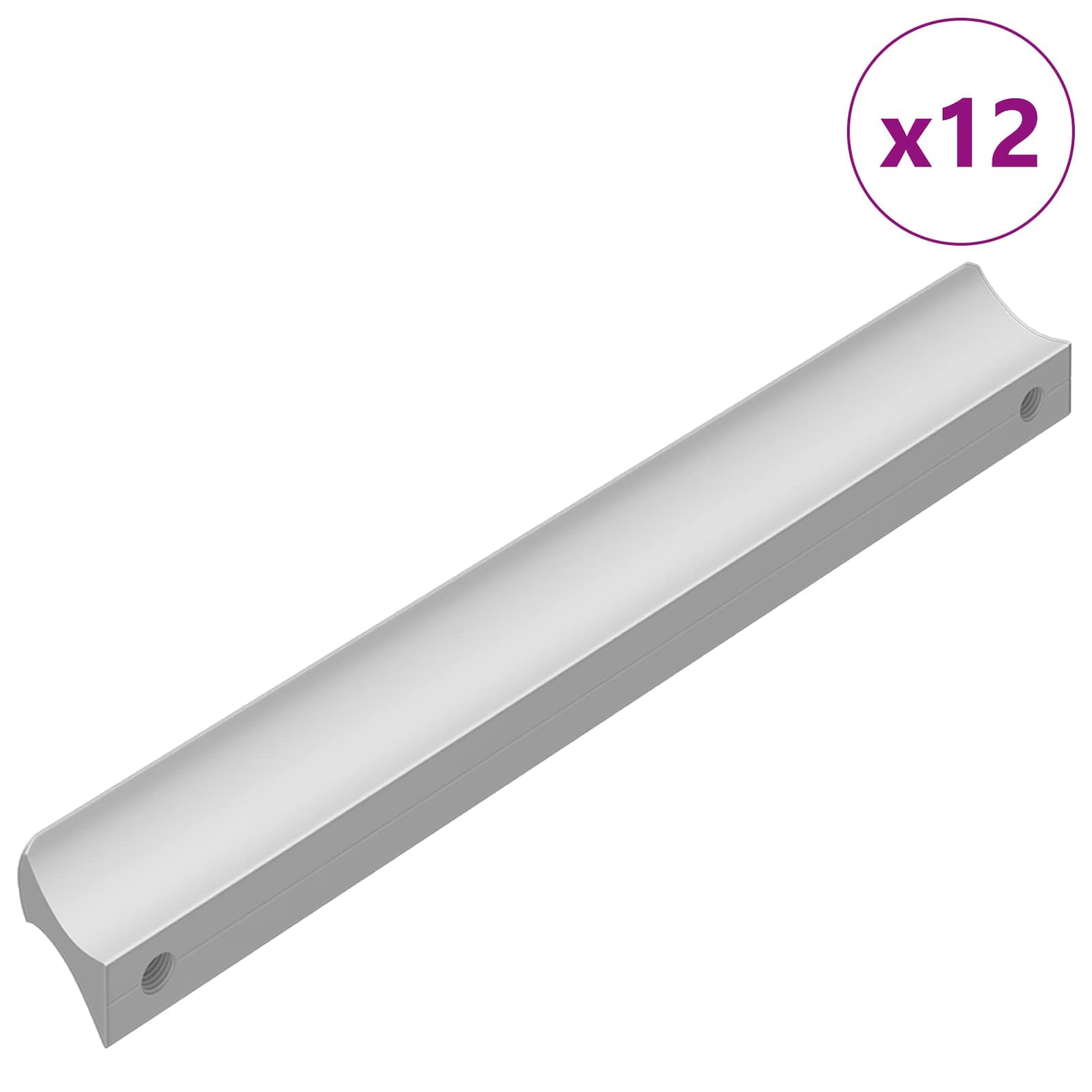 vidaXL Handtag Enfärgad 12 st Silver 105.7 x 7.4 x 15.5 mm Aluminium