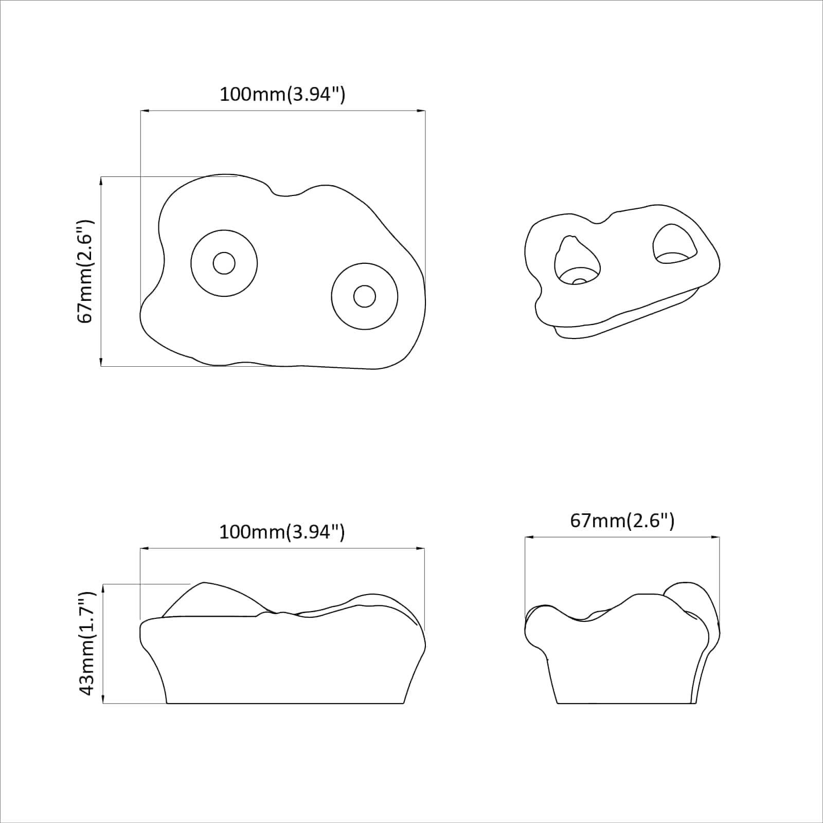 vidaXL Klätterhandtag 2 st Röd 100 x 67 x 43 mm PP