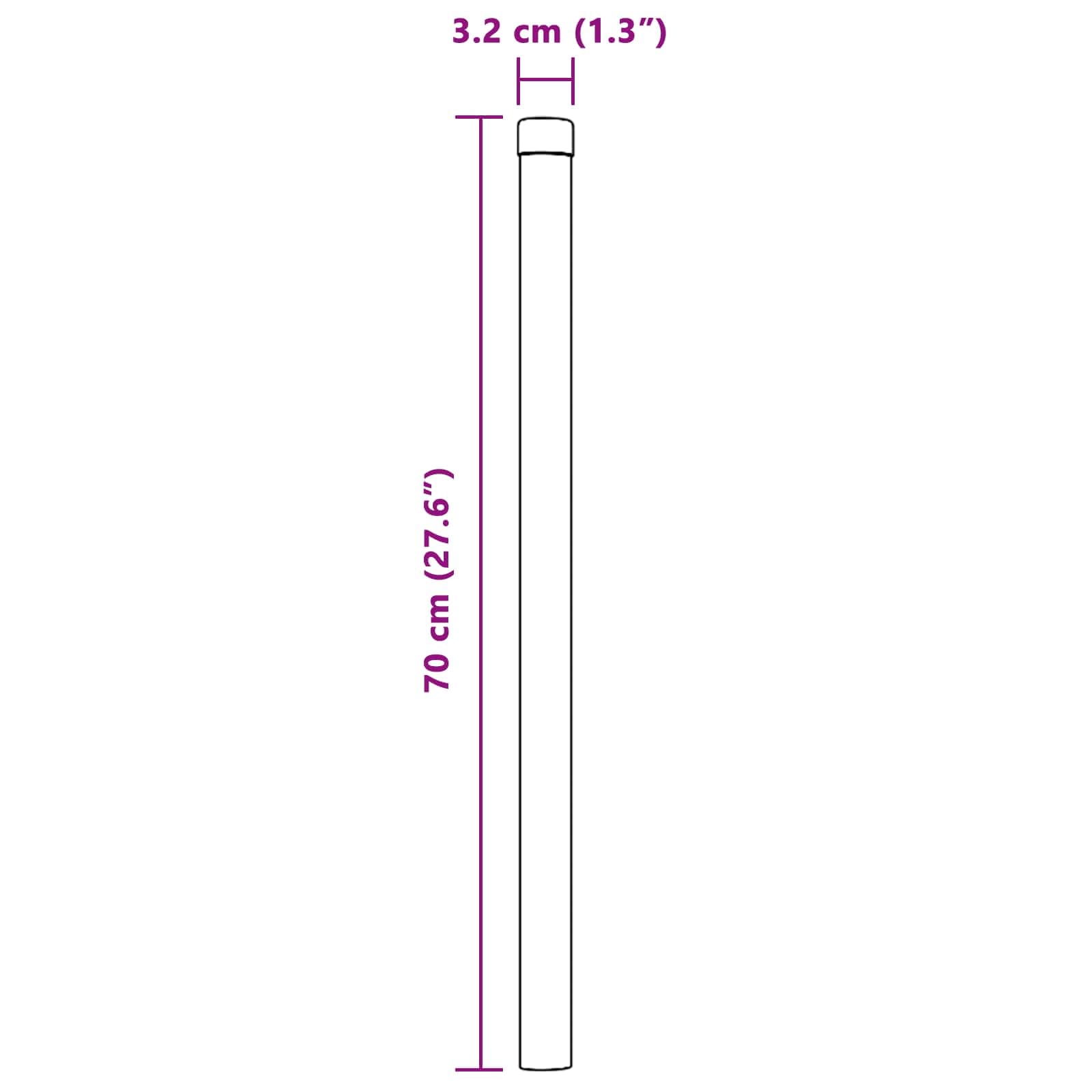 vidaXL Stängselstolpe 2 st Grå 70 cm Pulverlackerad stål