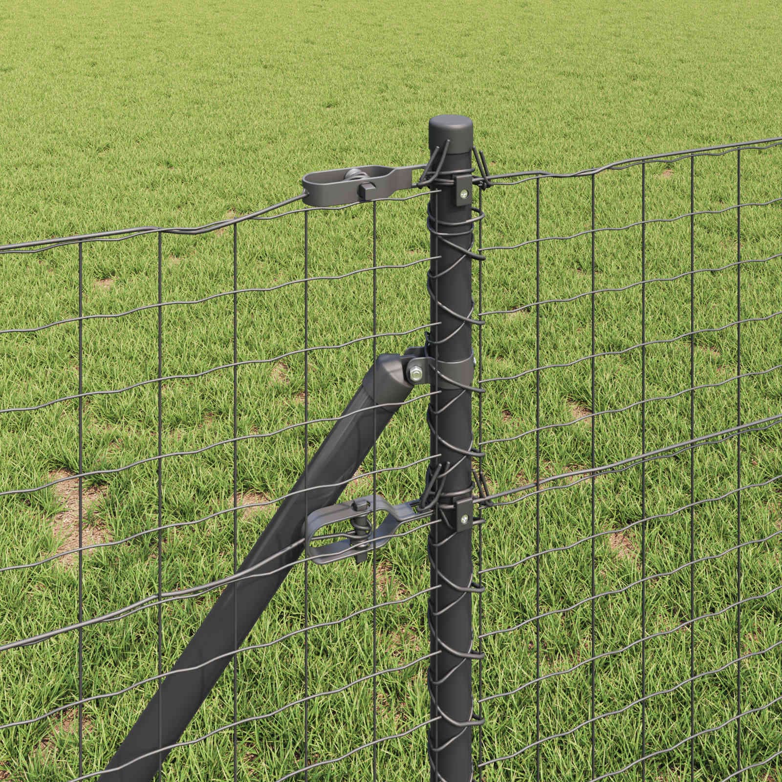 vidaXL Stängselstolpe 2 st Grå 100 cm Pulverlackerad stål