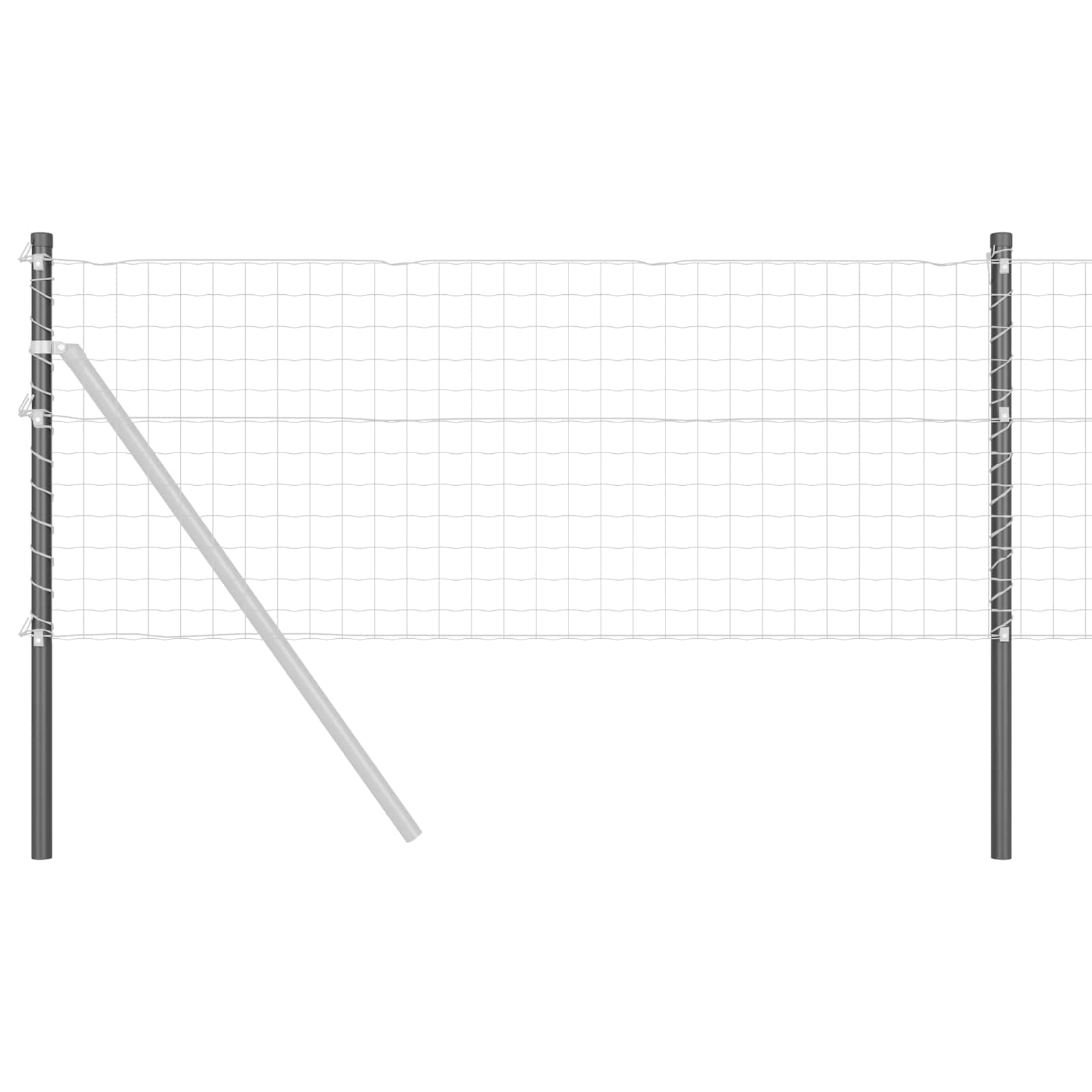 vidaXL Stängselstolpe 2 st Grå 100 cm Pulverlackerad stål