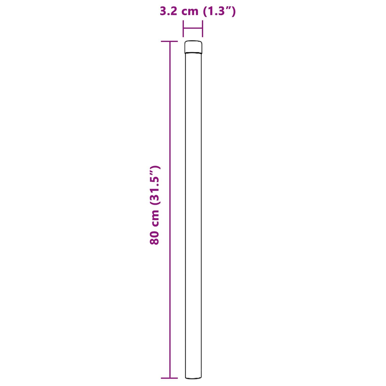 vidaXL Stängselstolpe 2 st Silver 80 cm Pulverlackerad stål
