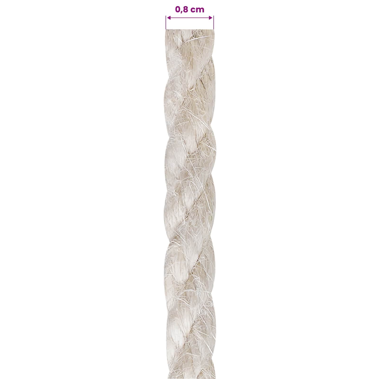 vidaXL Juterep 80 mm 50 m Vit 100% Tossa jute