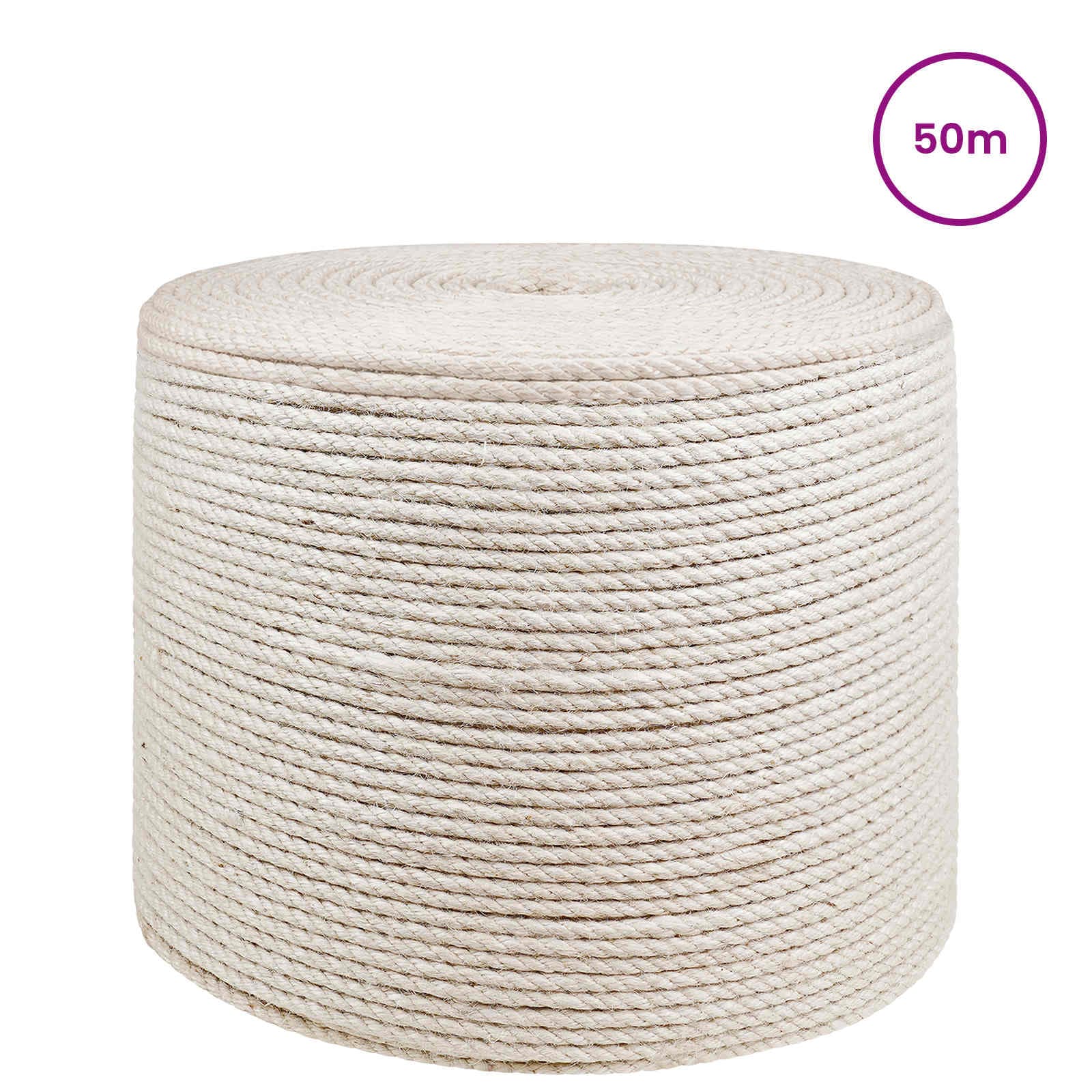 vidaXL Juterep 80 mm 50 m Vit 100% Tossa jute