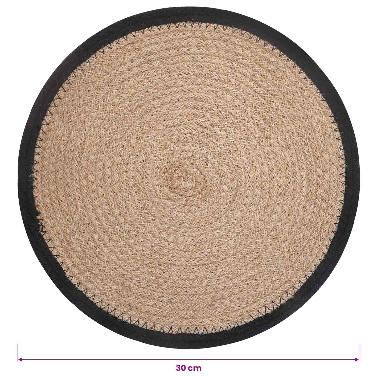 vidaXL Jute Placemats 6 st Naturlig och svart 100% Tossa Jute